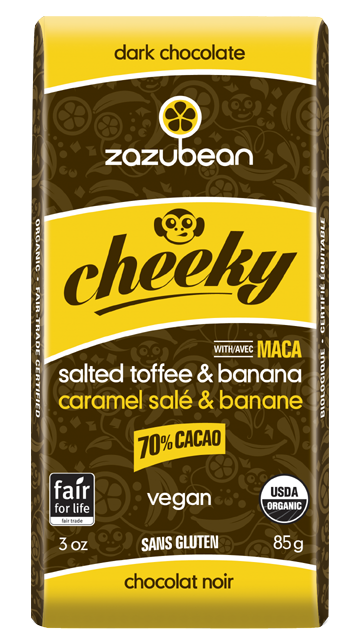 Chocolat noir bio au caramel salé et banane vegan 70 % de cacao - Zazubean