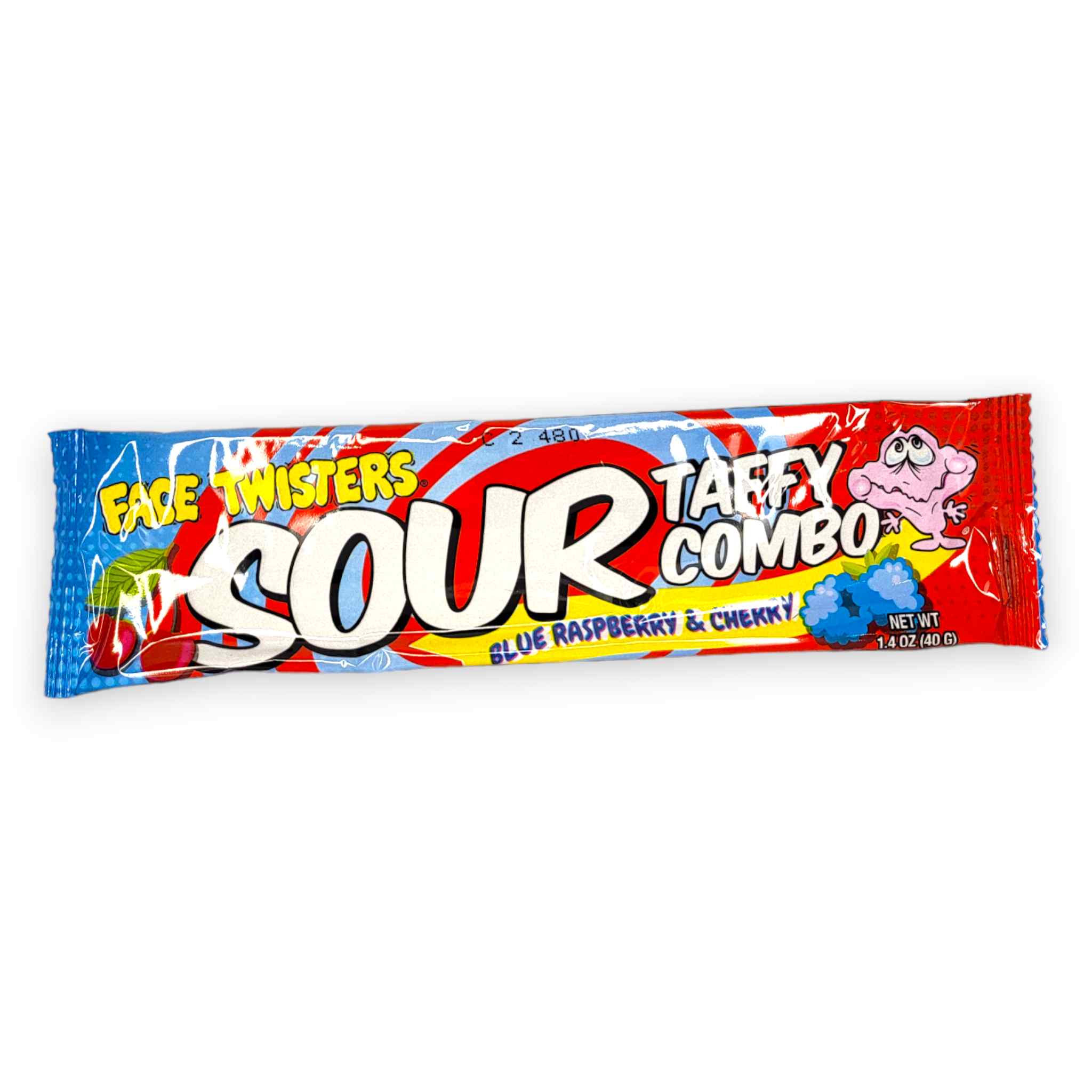 Face Twisters Sour Taffy Combo Bar Blue Raspberry & Cherry 1.4iz 40g ...