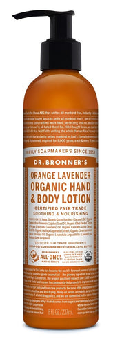 Lotion bio, équitable à l’orange et lavande pour les mains et le corps - Dr Bronner’s
