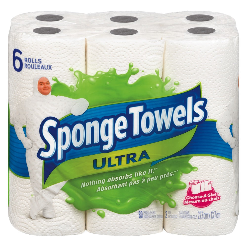Papier essuie-tout Ultra (6 rouleaux x 80 feuilles) - Sponge Towels