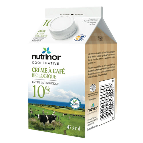 Crème à café biologique fait de lait nordique 10% - Nutrinor coopérative