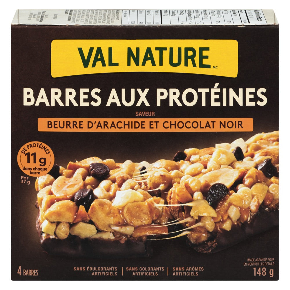 Barres tendres protéines au beurre d'arachide et chocolat noir - Val Nature