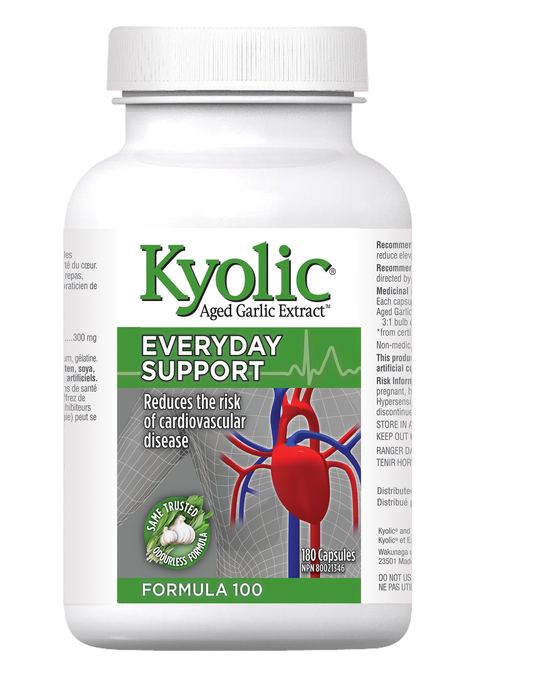 Extrait d’ail vieilli formule 100 réduit le risque de maladie cardiovasculaire - Kyolic
