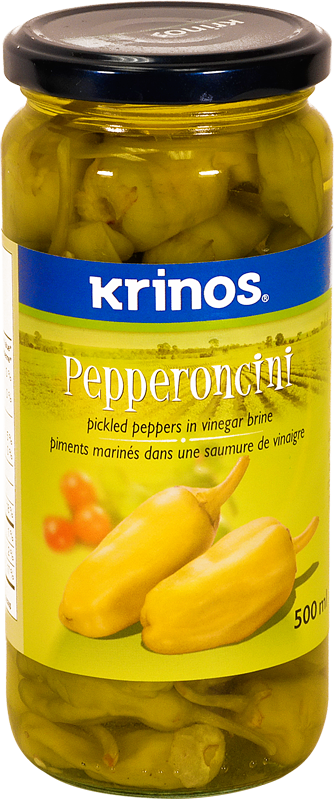 Pepperoncini, piments marinés, saumure de vinaigre - Krinos