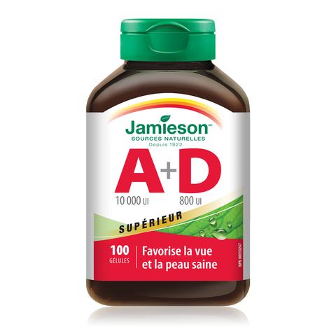 Vitamine A 10 000 UI + Vitamine D 800 UI - SUPÉRIEUR - Jamieson