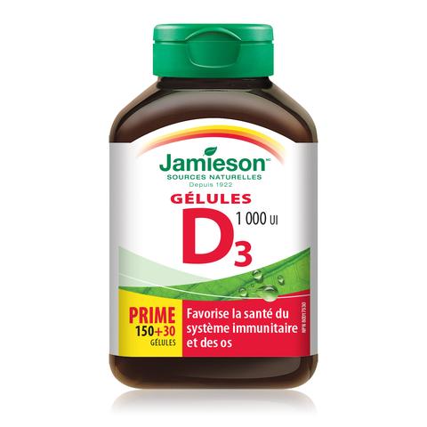 Vitamine D3 (1000 UI) - SUPÉRIEUR - Jamieson