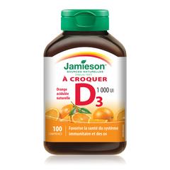 Vitamine D3 (1000 UI) à croquer - saveur naturelle d'orange - Jamieson