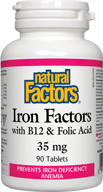 Iron factors avec B12 et acide folique - Natural Factors