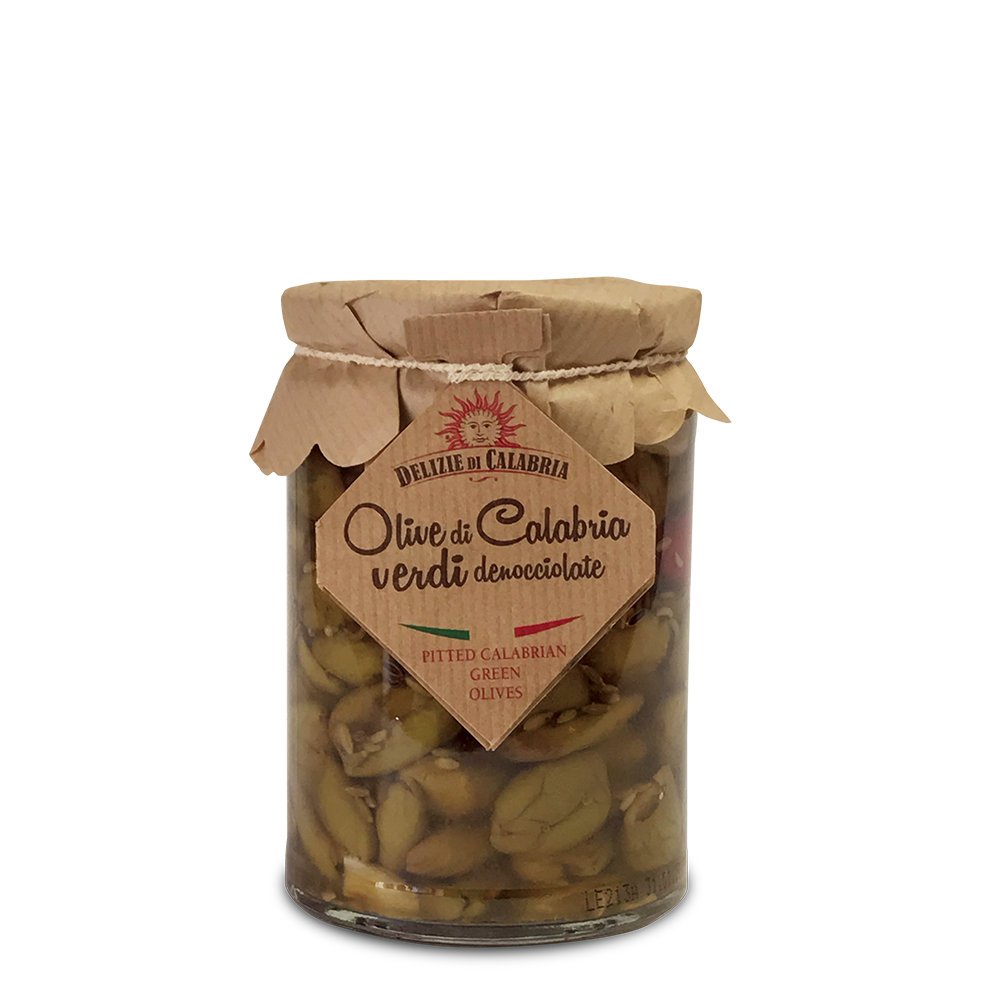 Delizie Di Calabria Olives vertes écrasées avec fenouil dans l'huile