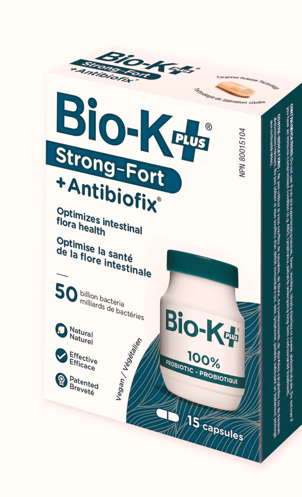 50 milliards de bactéries, 15 capsules, fort + antibiofix - Bio-K plus