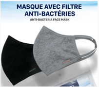 Masque avec filtre anti bactérien (couche intérieure 100% microfibres et couche extérieure 65% polyester et 35% cotton) - Planet Import