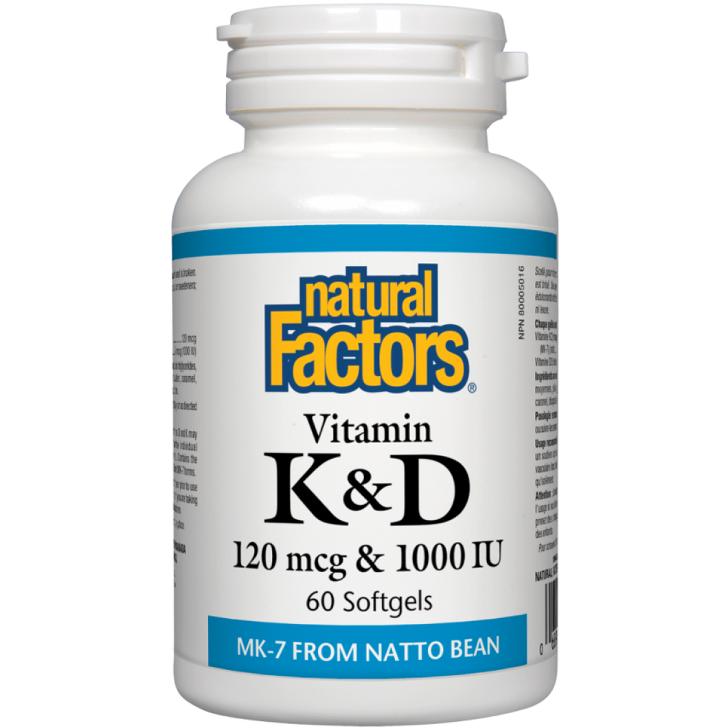 Vitamine K&D 120 mcg & 1000 UI - Natural Factors