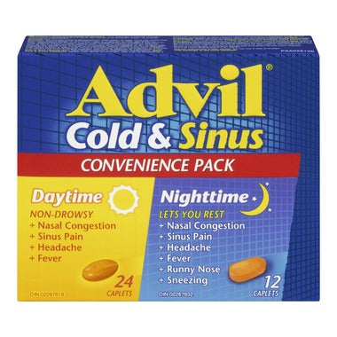 Advil Rhume et Sinus duo pratique 24 caplets jour + 12 caplets nuit - Advil