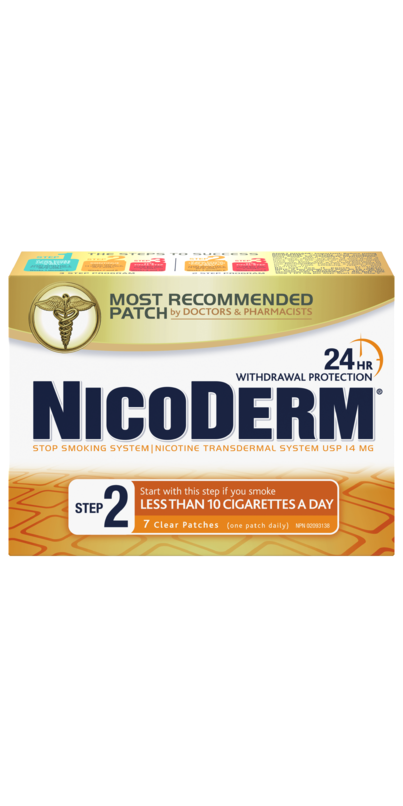 Timbre transpermide de nicotine, protection 24h contre les symptômes de sevrage, 2e étape - Nicoderm