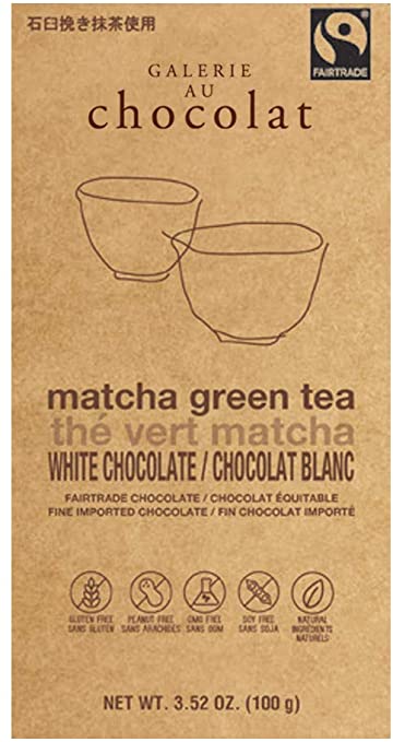 Tablette de chocolat blanc équitable bio au thé vert matcha - Galerie au chocolat