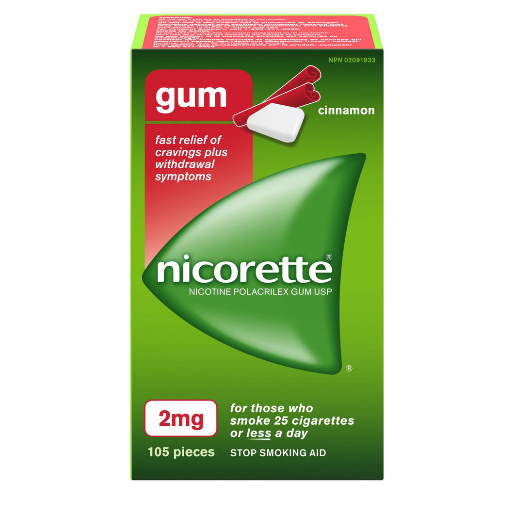 Gomme saveur cannelle, soulage rapidement les envies de fumer et les symptômes de sevrage - Nicorette
