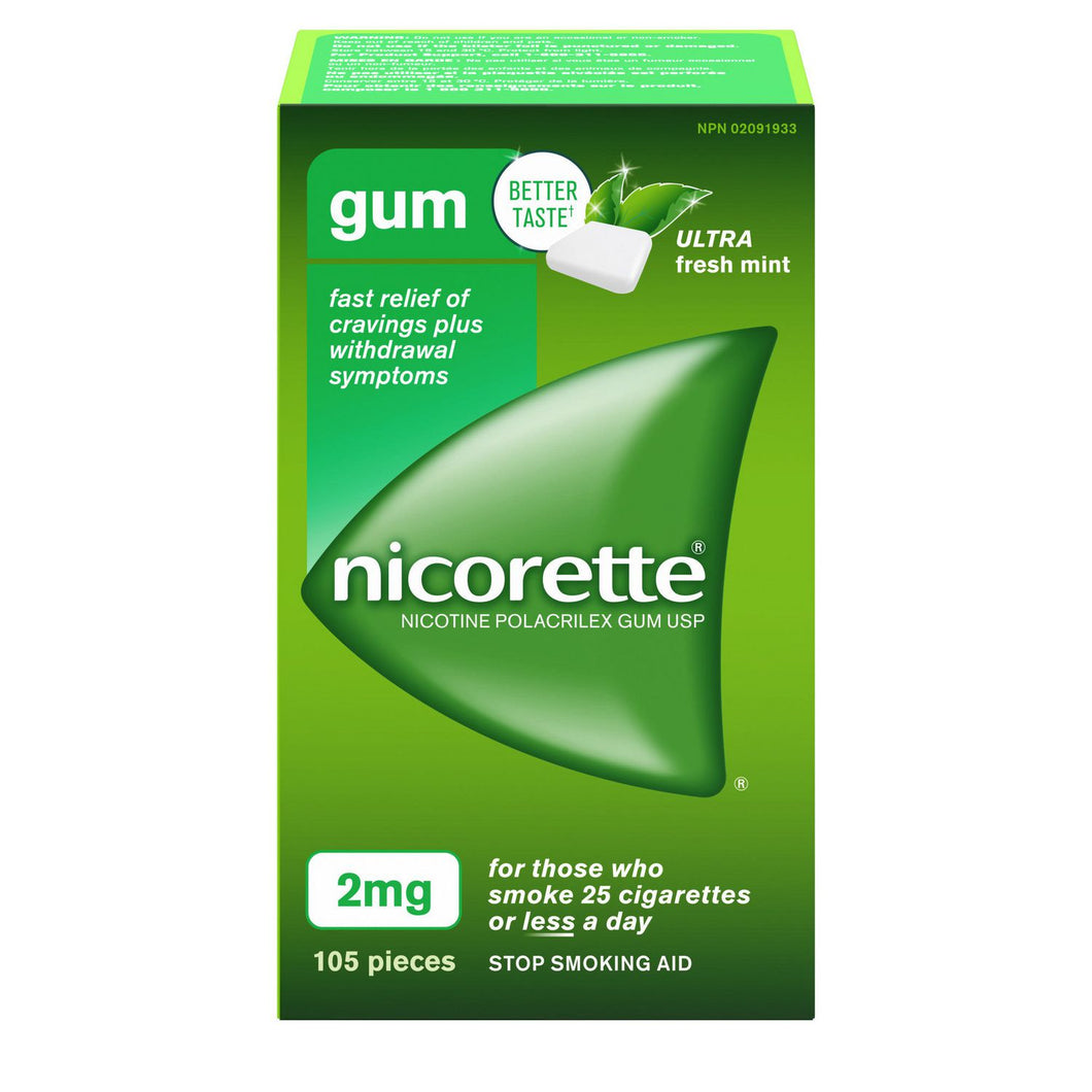 Gomme saveur menthe, soulage rapidement les envies de fumer et les symptômes de sevrage - Nicorette