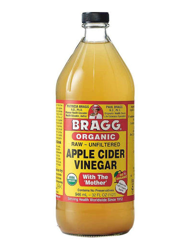 Vinaigre de cidre de pomme avec la mère crue non filtrée - Bragg
