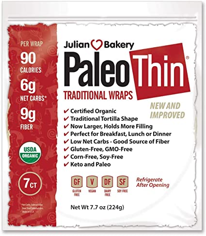 PaleoThin Wrap traditionnel fin sans gluten, vegan - Julian Bakery