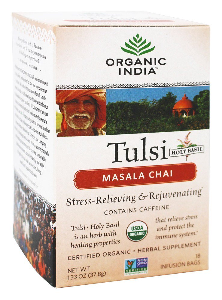 Thé Tulsi Chai Masala avec caféine - Organic India