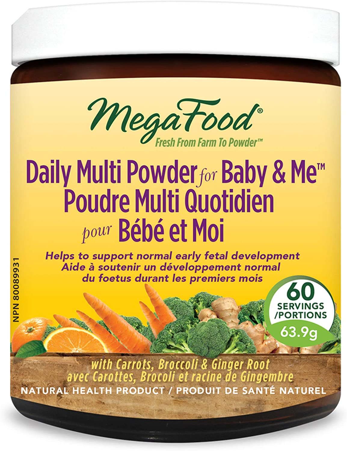 Poudre Multi Quotidien bébé et moi au brocoli, carottes et racines de gingembre - MegaFood