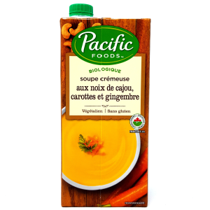 Soupe crémeuse aux noix de cajou, carotte et gingembre bio - Pacific Foods