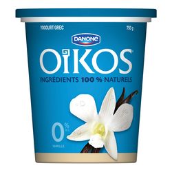 Yogourt grec 0 % à la vanille, Oikos - Danone