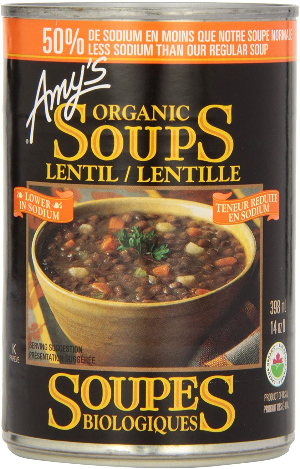 Soupe de lentille bio faible teneur en sodium - Amy’s