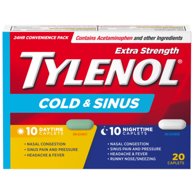 Tylenol Rhume et Sinus Extra fort 10 comprimés jour + 10 comprimés nuit - Tylenol