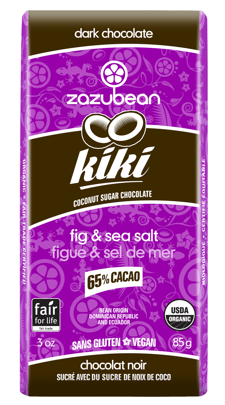 Chocolat noir bio, vegan aux figues et sel de mer 65 % de cacao - Zazubean