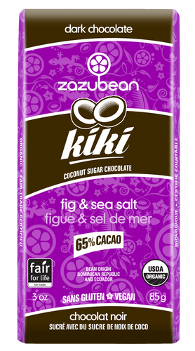 Chocolat noir bio, vegan aux figues et sel de mer 65 % de cacao - Zazubean