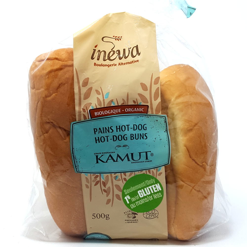 Pain hot dog Kamut bio 1% de gluten ou moins - Inewa