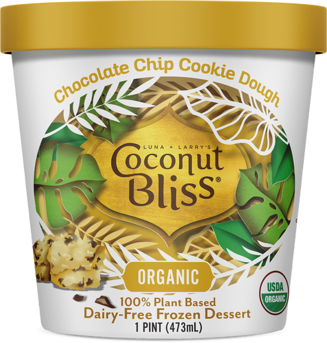 Dessert glaçé biologique (à base végétale sans produits laitiers) - Pâte à biscuit aux brisures de chocolat - Coconut Bliss