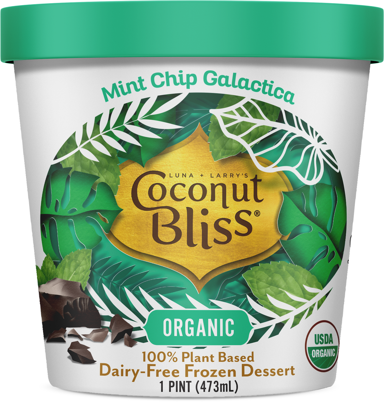 Dessert glaçé biologique (à base végétale sans produits laitiers) - Menthe galactique aux brisures de chocolat - Coconut Bliss