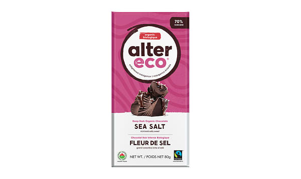 Tablette de chocolat noir bio équitable, vegan, 79%  de cacao à la fleur de sel - Alter Eco