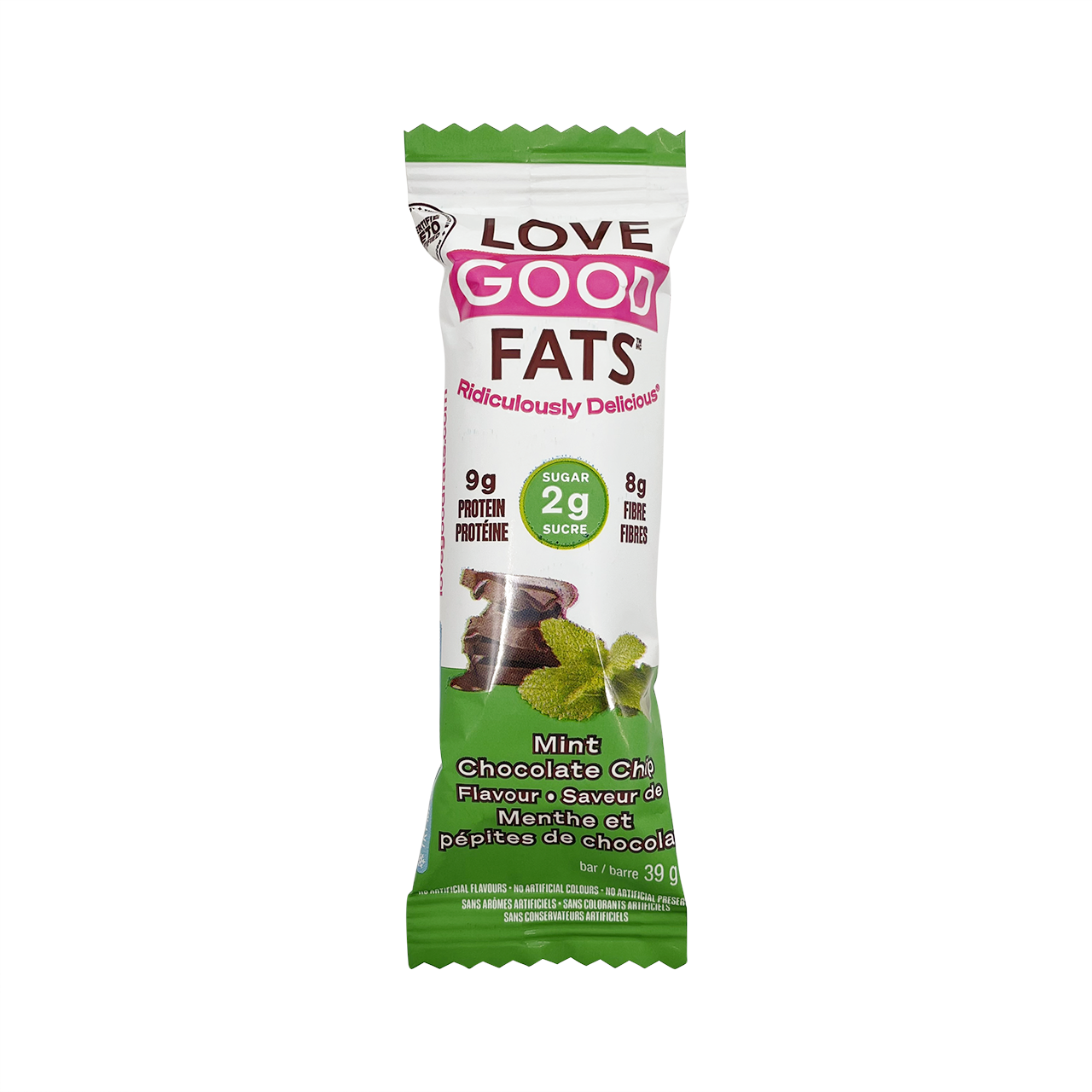 Barre tendre saveur de menthe et pépites de chocolats - Love Goods Fats