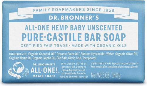 Savon en barre de castille pur non parfumé pour bébé - Dr Bronner’s