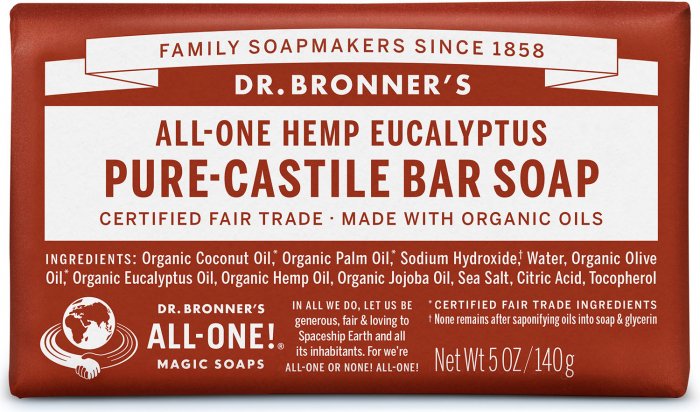 Savon en barre de castille pur - Eucalyptus - Dr Bronner's