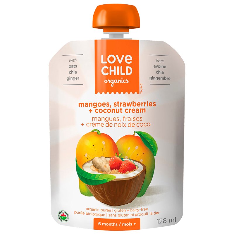 Purée bio aux mangues, fraises et crème de noix de coco - Love Child Organic