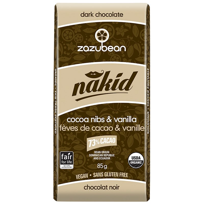 Chocolat noir bio, vegan aux fèves de cacao et vanille 73 % de cacao - Zazubean