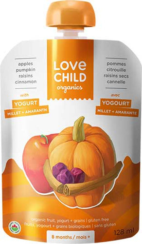 Purée aux pommes citrouilles, raisons secs et cannelle - Love Child Organics