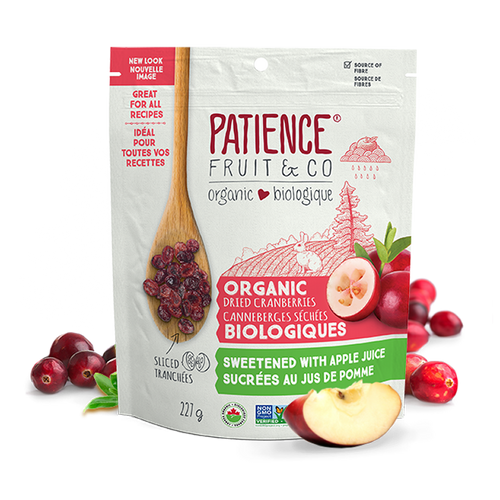 Canneberges séchées biologiques - tranchées (sucrées au jus de pomme) - Patience Fruit & Co