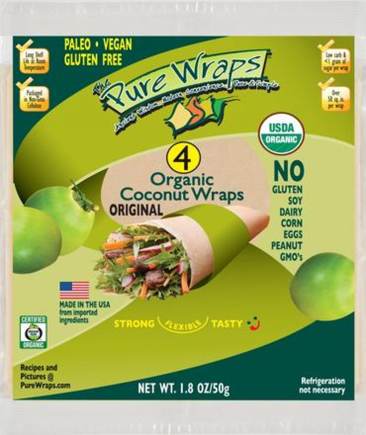 Wrap bio à la noix de coco sans gluten sans produits laitiers - Pure Wraps