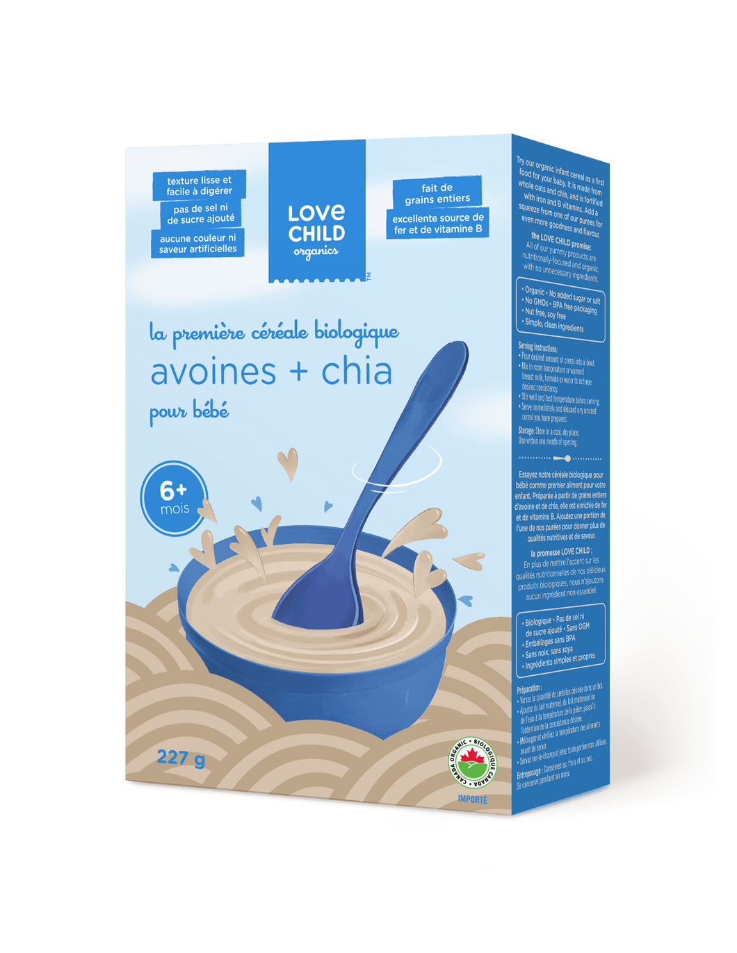 Céréales bio pour bébé à l’avoine et chia - Love Child Organic