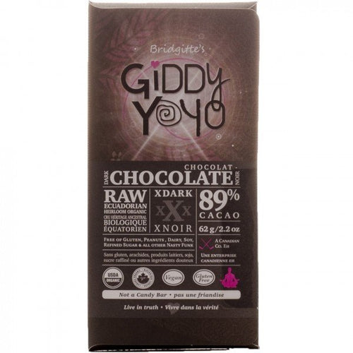 Tablette de chocolat extra noir bio 89 % de cacao - Giddy Yo