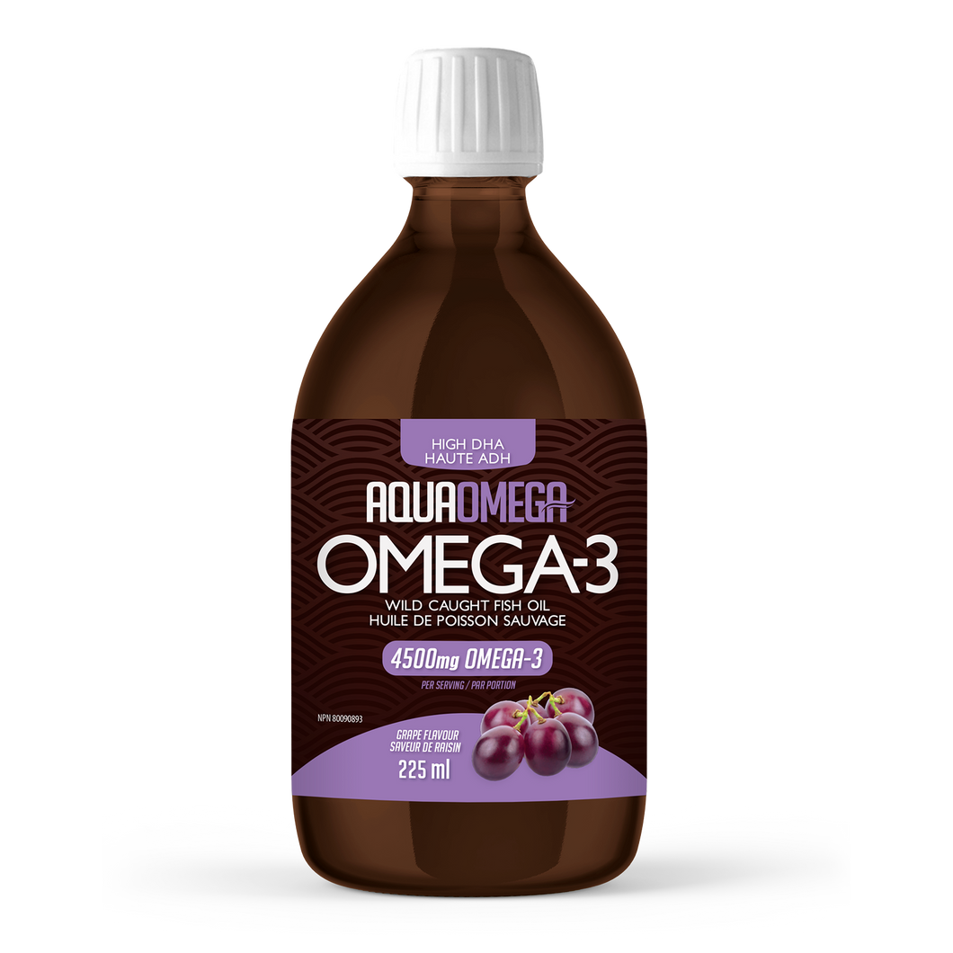 Huile de Poisson sauvage Omega 3  Haute ADH - saveur raisin - AQUA OMEGA