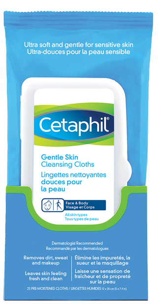 Lingettes nettoyantes douces pour la peau (visage et corps) - tous types de peaux - Cetaphil
