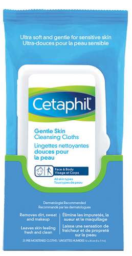 Lingettes nettoyantes douces pour la peau (visage et corps) - tous types de peaux - Cetaphil