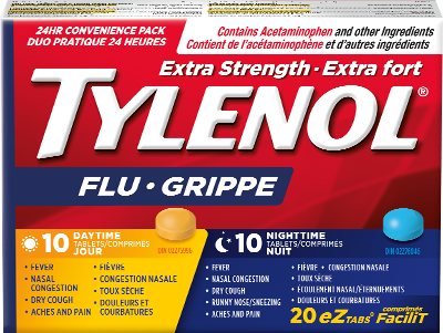 Tylenol Grippe Extra fort 10 comprimés jour + 10 comprimés nuit - Tylenol