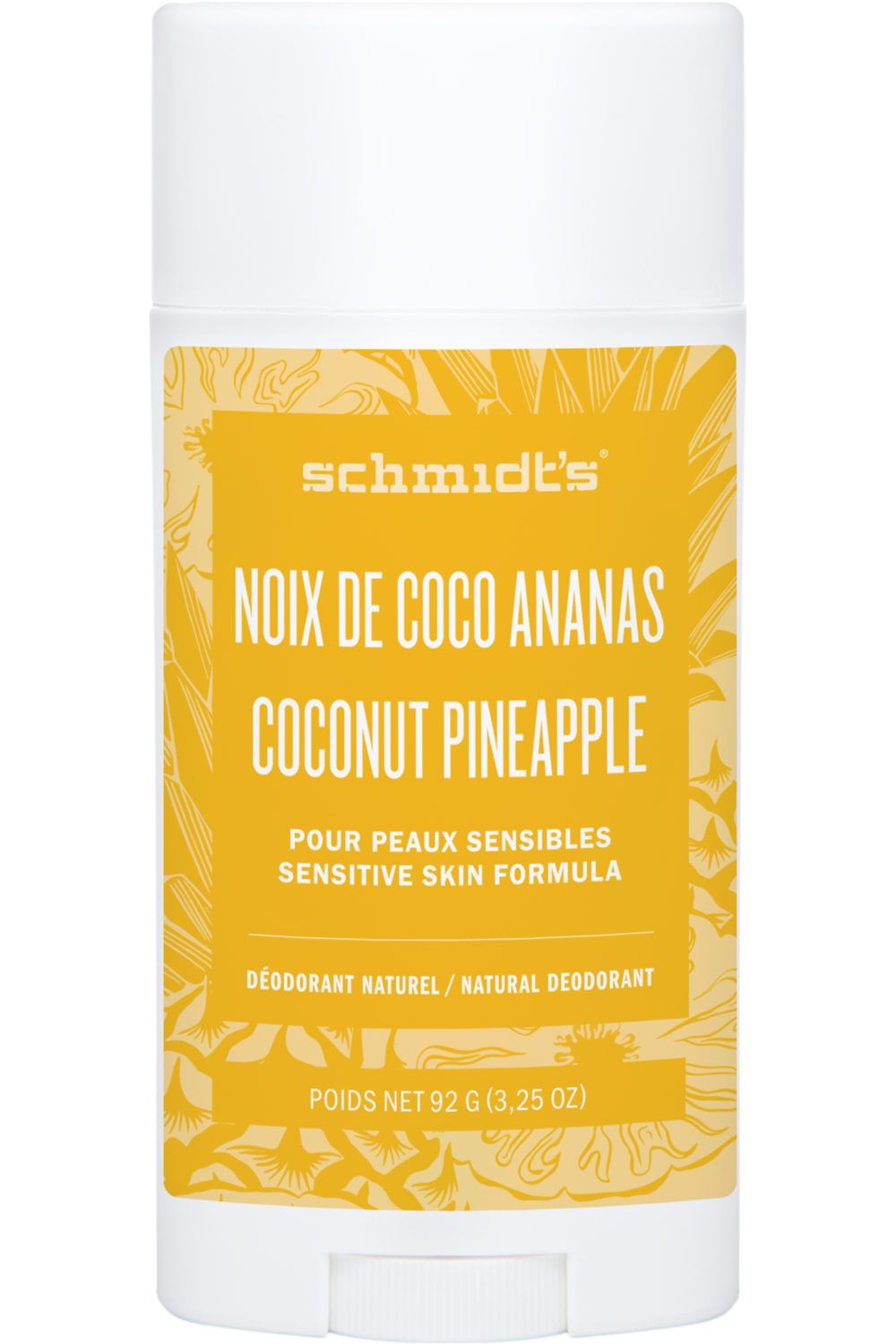 Déodorant naturel pour peaux sensibles à la noix de coco et aux ananas - Schmidt’s